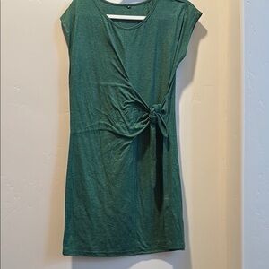 Forest Green Asymmetrical Tunic with V-Neckline and Tie Front